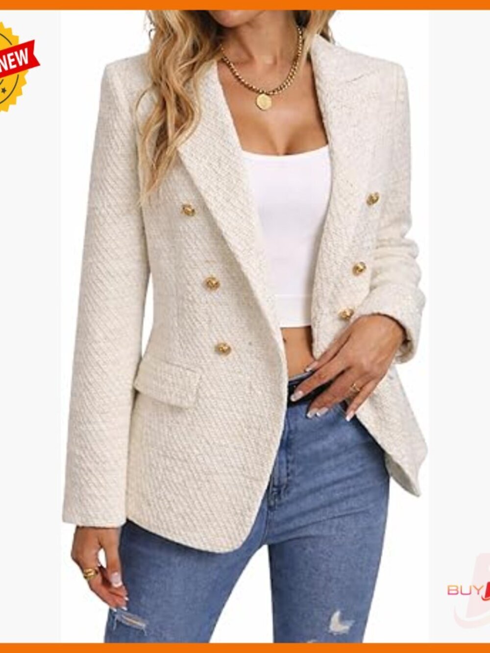 Tweed Plaid Blazer Jacket Fully Lined Business Casual Work Coat Pockets